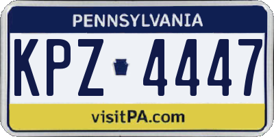 PA license plate KPZ4447