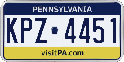 PA license plate KPZ4451