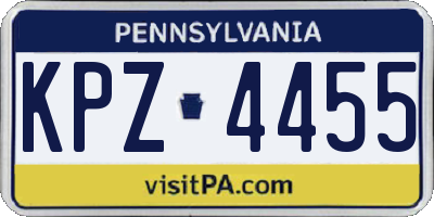 PA license plate KPZ4455