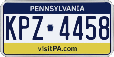 PA license plate KPZ4458