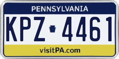 PA license plate KPZ4461