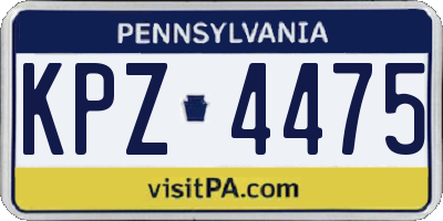 PA license plate KPZ4475