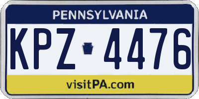 PA license plate KPZ4476