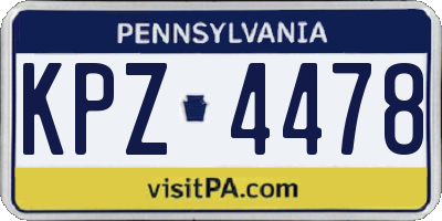 PA license plate KPZ4478