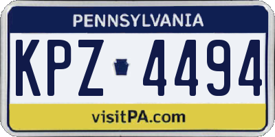 PA license plate KPZ4494