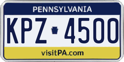 PA license plate KPZ4500