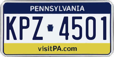 PA license plate KPZ4501