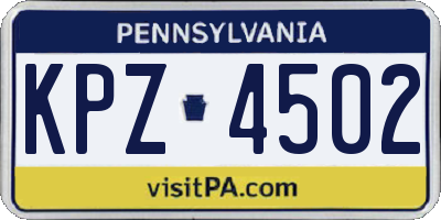 PA license plate KPZ4502