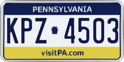 PA license plate KPZ4503