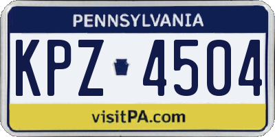 PA license plate KPZ4504