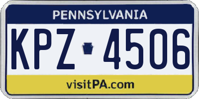 PA license plate KPZ4506
