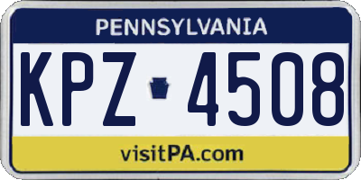 PA license plate KPZ4508