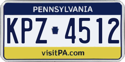 PA license plate KPZ4512