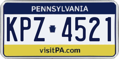 PA license plate KPZ4521