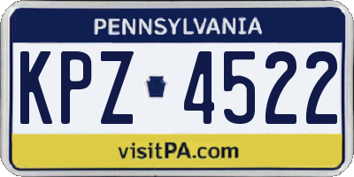PA license plate KPZ4522