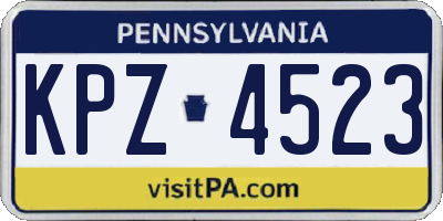 PA license plate KPZ4523