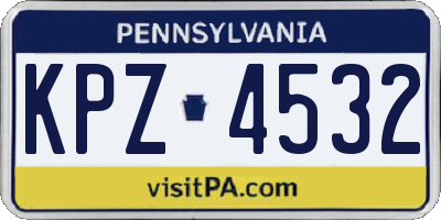 PA license plate KPZ4532