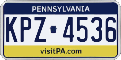 PA license plate KPZ4536
