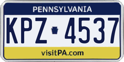 PA license plate KPZ4537