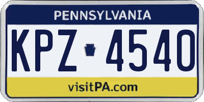 PA license plate KPZ4540