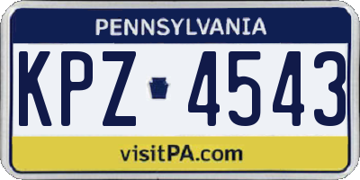 PA license plate KPZ4543