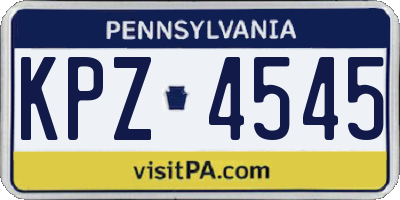 PA license plate KPZ4545