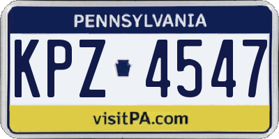 PA license plate KPZ4547