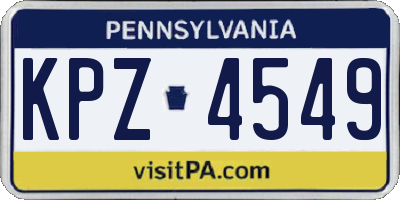 PA license plate KPZ4549