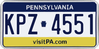 PA license plate KPZ4551