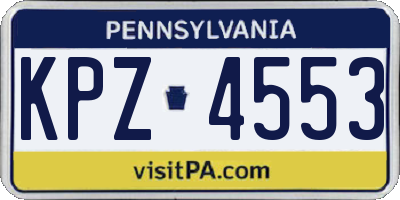 PA license plate KPZ4553