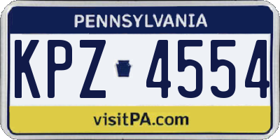 PA license plate KPZ4554