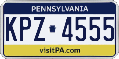 PA license plate KPZ4555