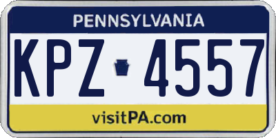 PA license plate KPZ4557