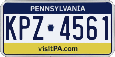 PA license plate KPZ4561