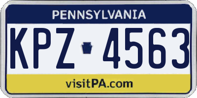 PA license plate KPZ4563