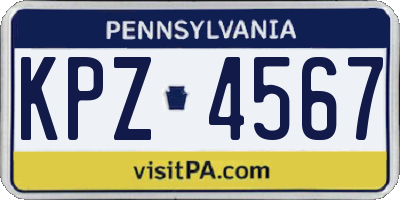 PA license plate KPZ4567