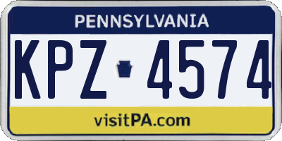 PA license plate KPZ4574