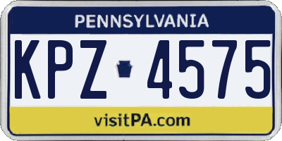 PA license plate KPZ4575