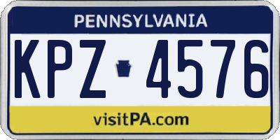 PA license plate KPZ4576