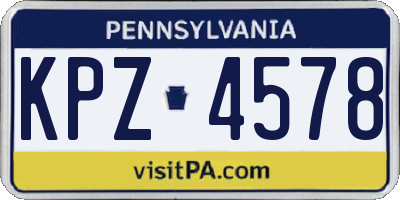 PA license plate KPZ4578