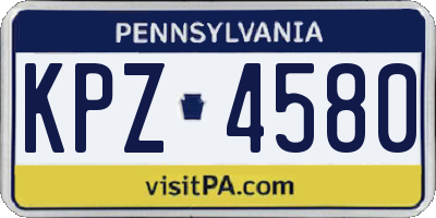 PA license plate KPZ4580