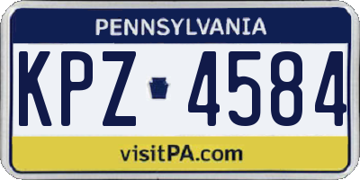 PA license plate KPZ4584