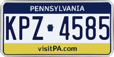 PA license plate KPZ4585