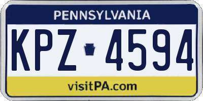 PA license plate KPZ4594