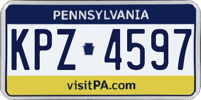 PA license plate KPZ4597
