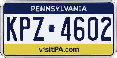 PA license plate KPZ4602