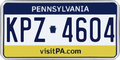 PA license plate KPZ4604