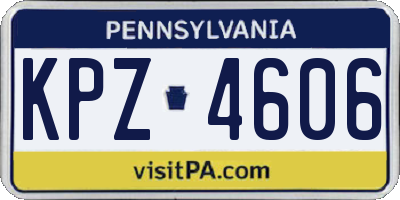 PA license plate KPZ4606