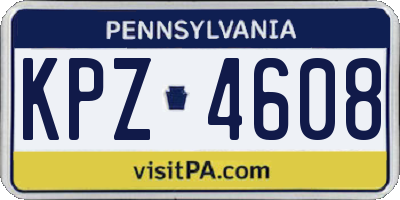 PA license plate KPZ4608