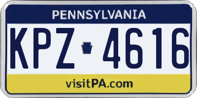 PA license plate KPZ4616
